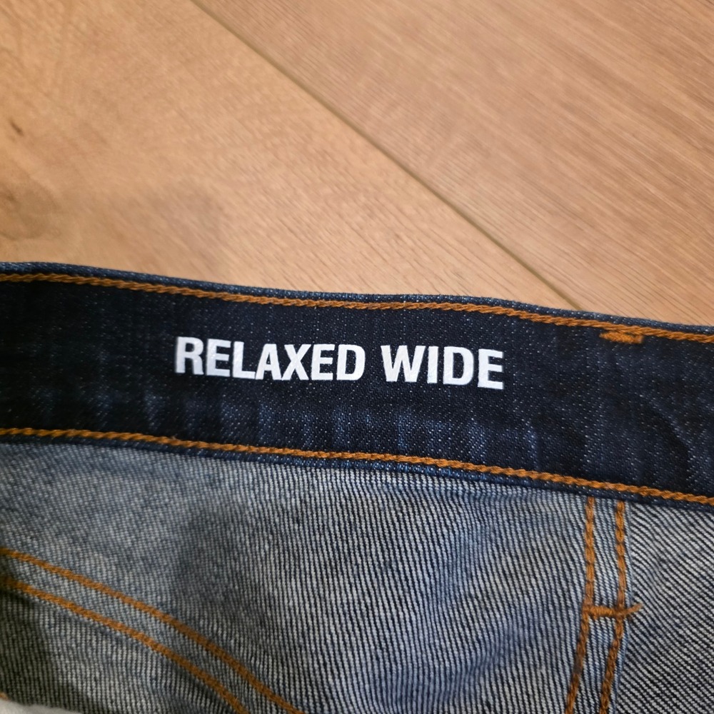 Muji Relaxed Wide Leg Jeans Womens Fits 30x30 Indigo Dark Wash High Rise Denim - Picture 2 of 11